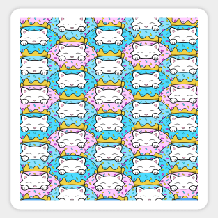 Happy kitten and dougnut pattern Sticker